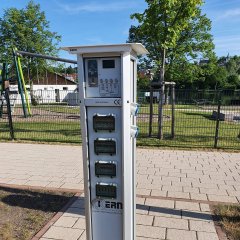 Stromladesäule Wohnmobilstellplatz Weiherplatz