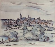 Eine Gemälde der Stadt Baumholder