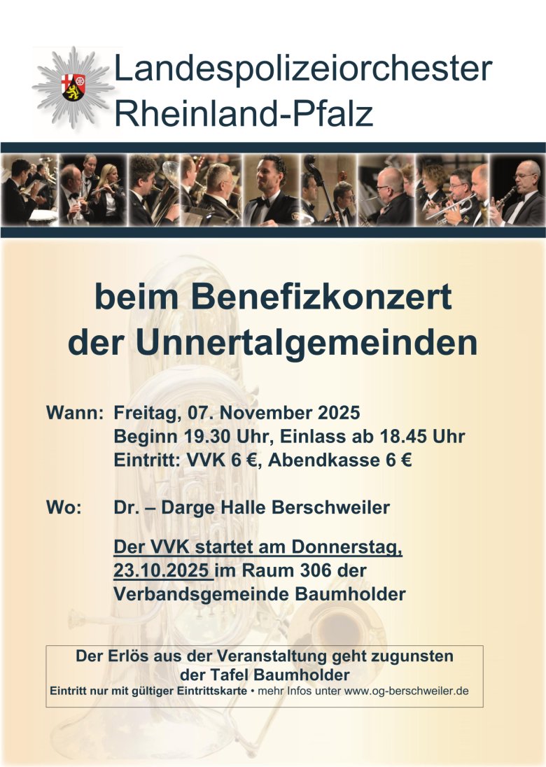 Plakat Benefizkonzert Berschweiler 2025 Plakat Benefizkonzert des Landespolizeiorchestersd RLP 2025 in Berschweiler
