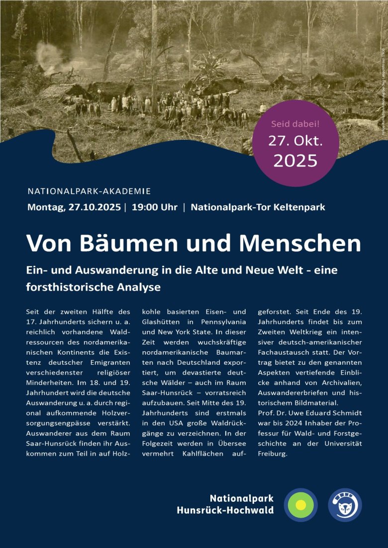Nationalpark-Akdademie Von Bäumen und Menschen - 27.10.2025 Keltenpark Plakat Nationalpark-Akdademie Von Bäumen und Menschen - 27.10.2025 Keltenpark Plakat