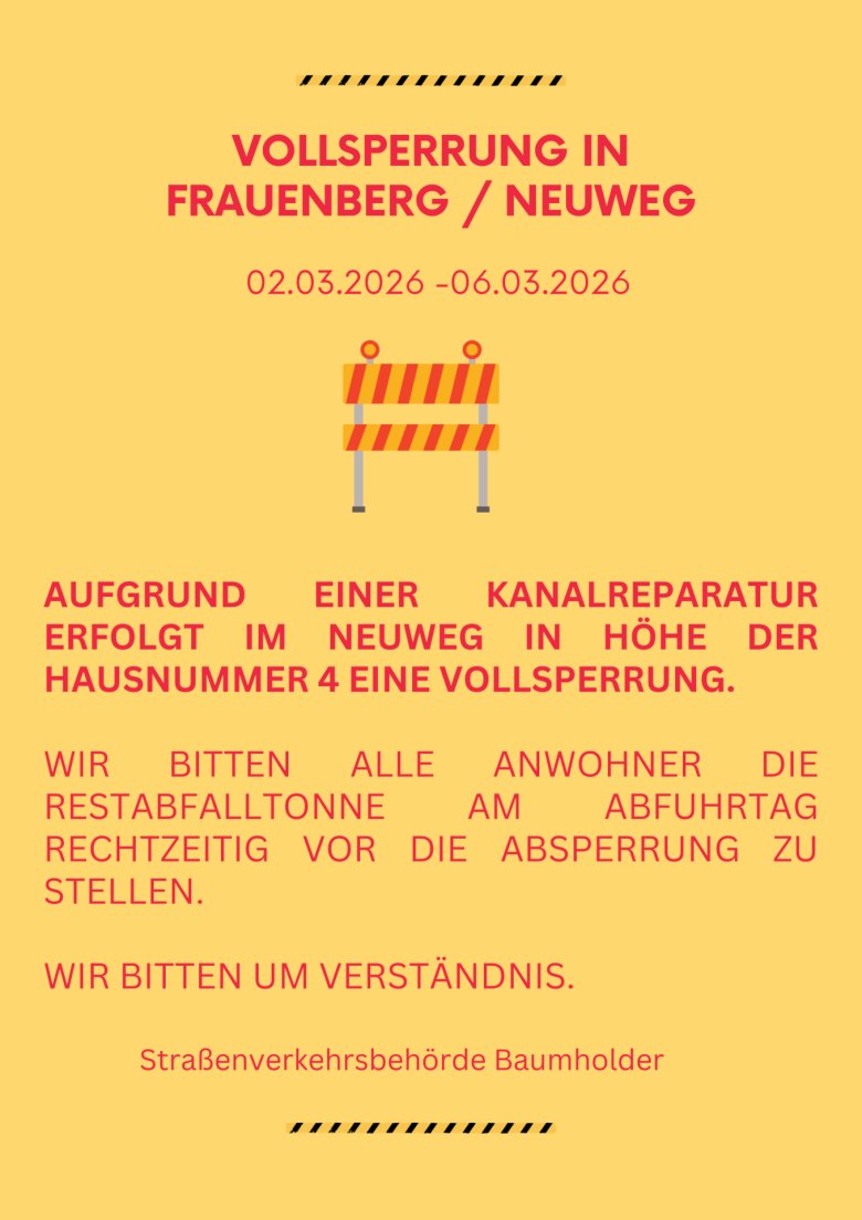 Straßensperrung in Frauenberg