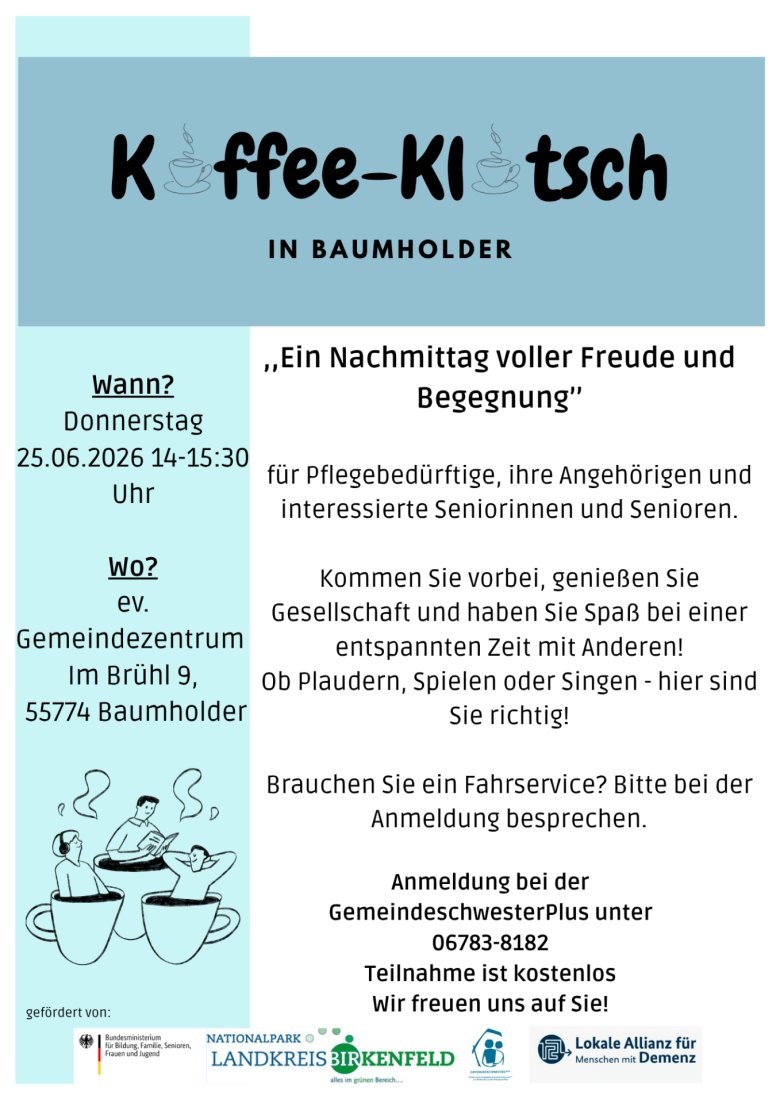 Kaffeeklatsch mit der Gmeindeschwester Plus 25.06.2026