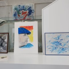 Günther Theobald Selbstporträt und Foto von Günther Theobald -  Ausstellung im Goldenen Engel Baumholder 2026
