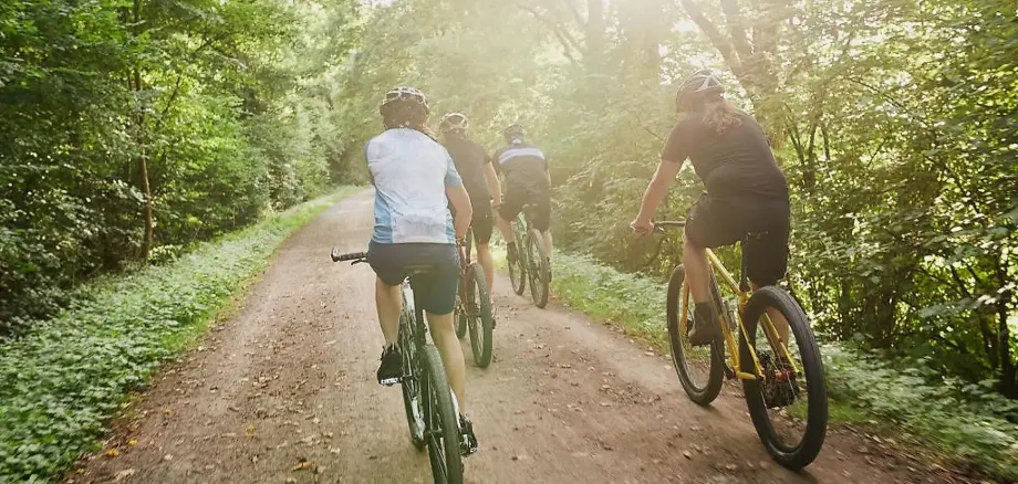 Radfahrer auf einem Waldweg - Peter Bender Radfahrer auf einem Waldweg - Peter Bender
