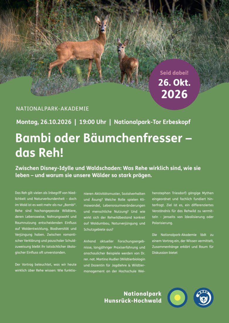 Nationalpark Akademie Bambi oder Bäumchenfresser- das Reh! 26.10.2026