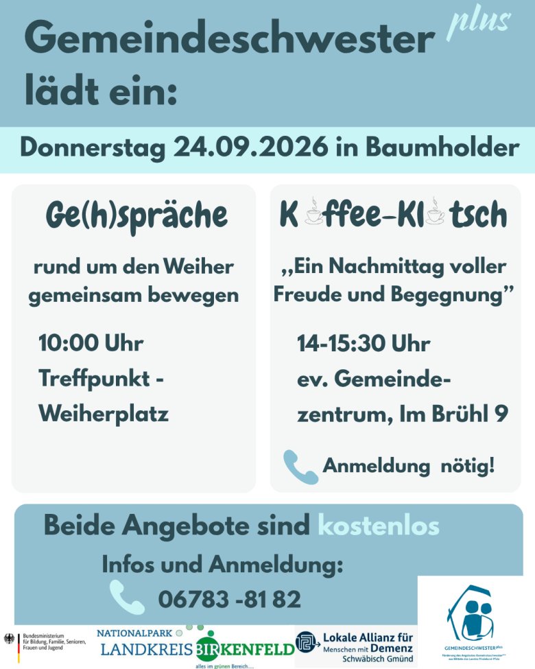 Ge(h)spräche & Kaffeeklatsch 24.09.26 in Baumholder