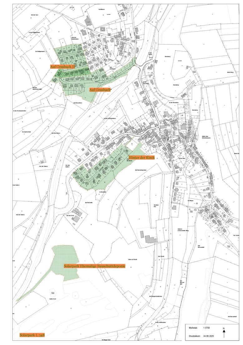 Übersichtskarte Bebauungspläne OG Berschweiler
