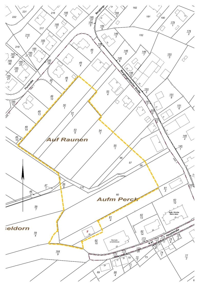 Karte mit der Gebietsabgrenzung Umlegungsgebiet Rückweiler