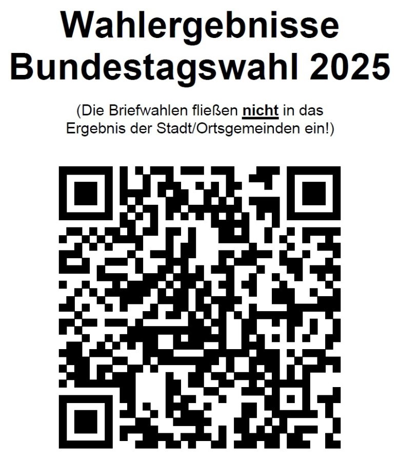 QR Code zu den Wahlergebnissen der Bundestagswahl 2025 im Bereich der Verbandsgemeinde Baumholder
