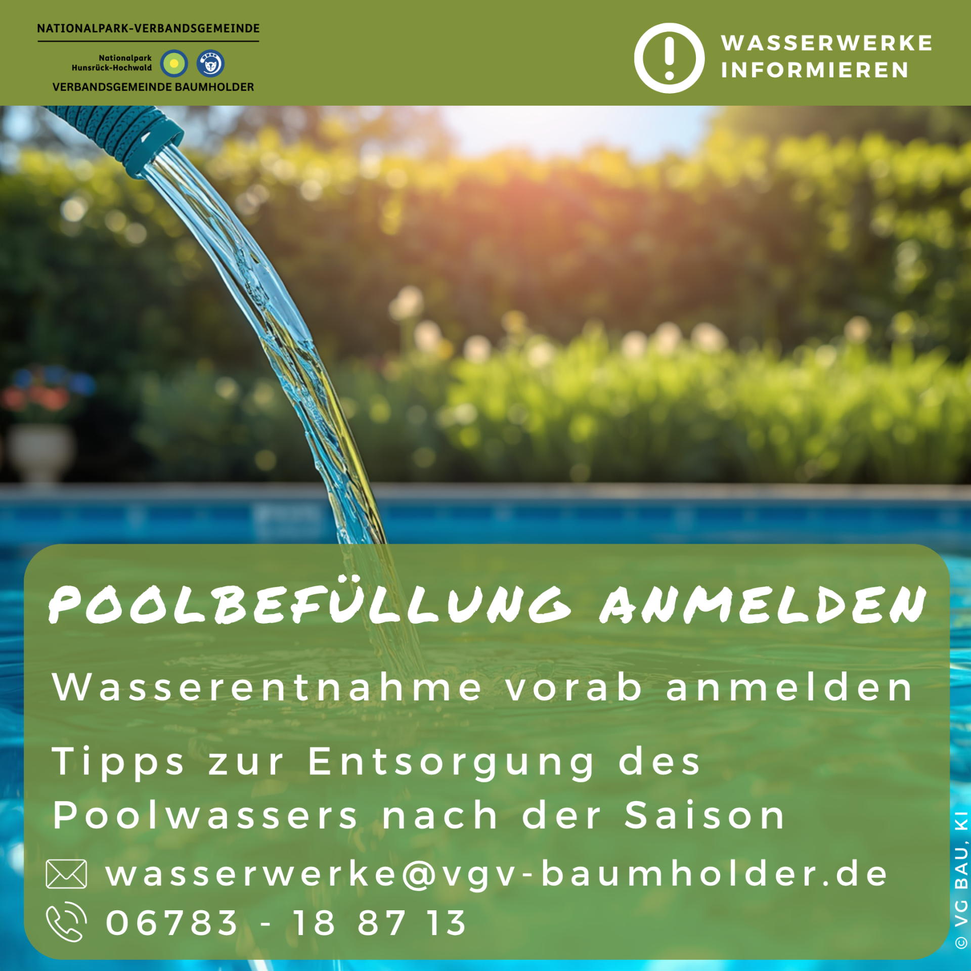 Hinweis zur Poolbefüllung - VG Baumholder